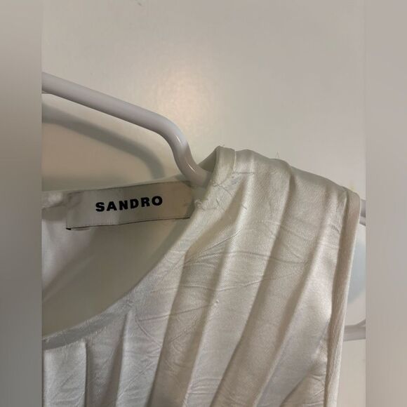 Sandro white Jolie Pleated Midi Dress NWT size 40/ us 8 - Picture 8 of 11